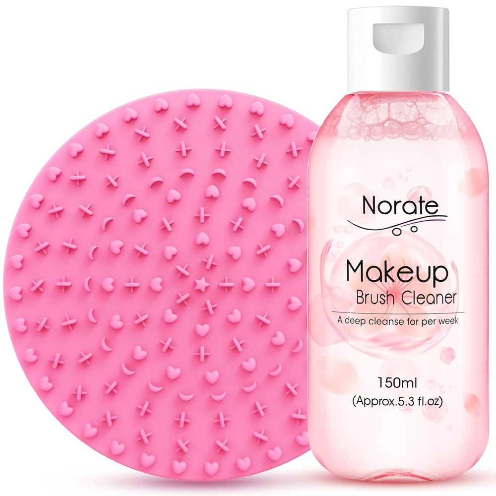 Makeup Brush Cleaner, Make Up Brush Cleaner Solution + Makeup Brush Cleaner Mat