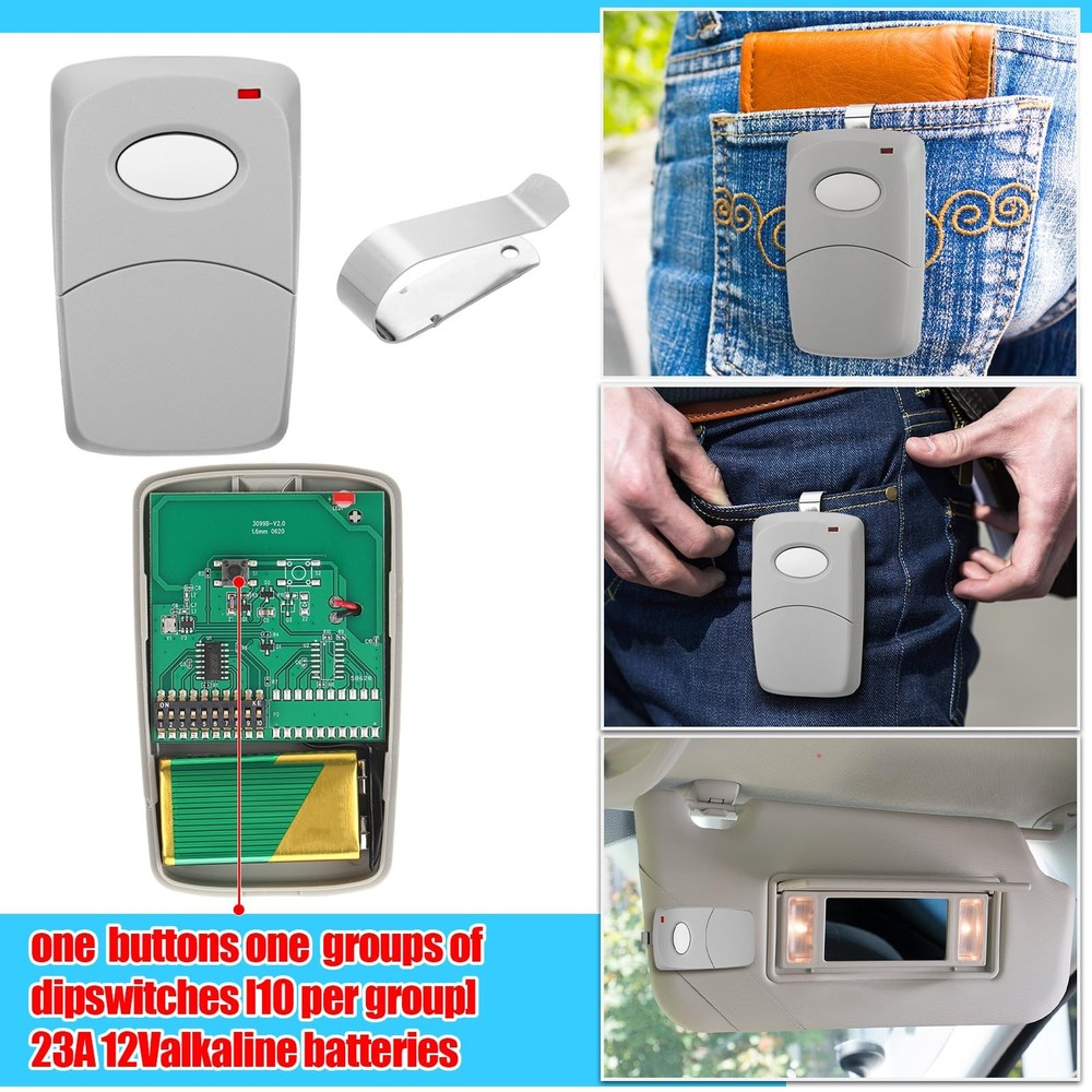 2 Pcs 1 Channel Gate Opener Remote Compatible with Multi Code 3089 308911 Lin...
