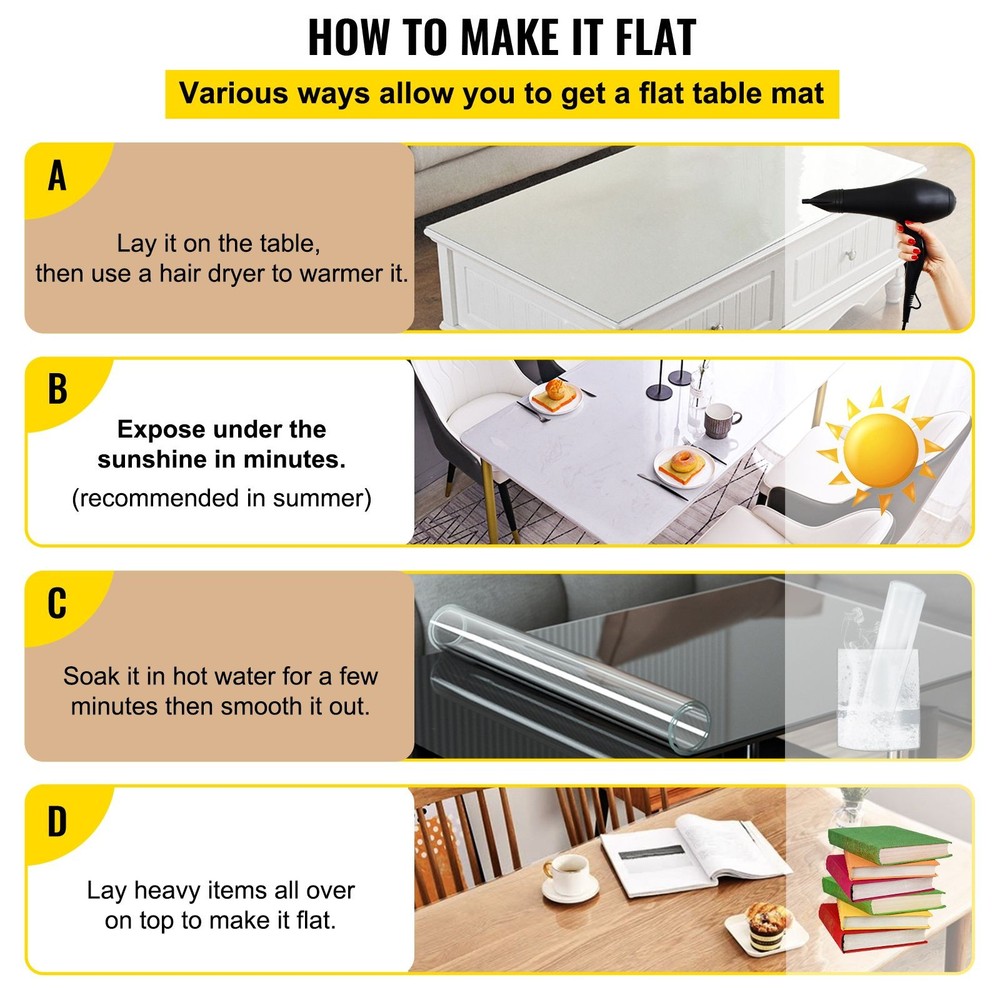 Plastic Table Cover 42 x 72 Inch, 1.5 mm Thick Clear Table Protector, Rectangle
