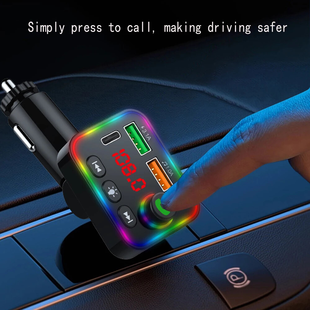 Car Wireless Bluetooth 5.0 FM Transmitter MP3 Player USB3.1A Car Charger U Disk