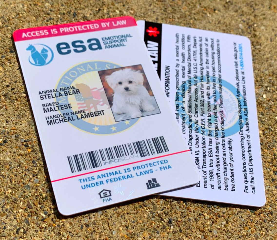 ESA ID CARD FOR EMOTIONAL SUPPORT DOG / CAT ANIMAL / SERVICE DOG - HOLOGRAPHIC