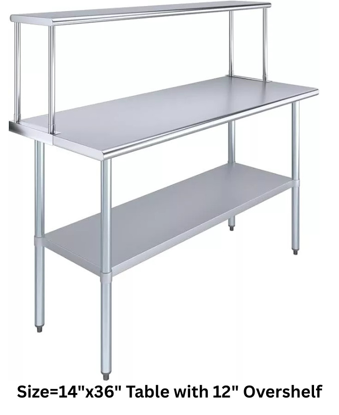 NSF Certified Stainless Steel Table for Kitchen Prep & Work with Single Overshel