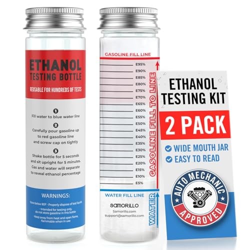 [2-Pack] Reusable Ethanol Testing Kit - Wide Mouth Fuel Test Bottle for E85