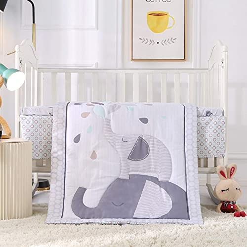 Grey Elephant Bedding 3-Piece Elephant Baby Bedding(Grey)