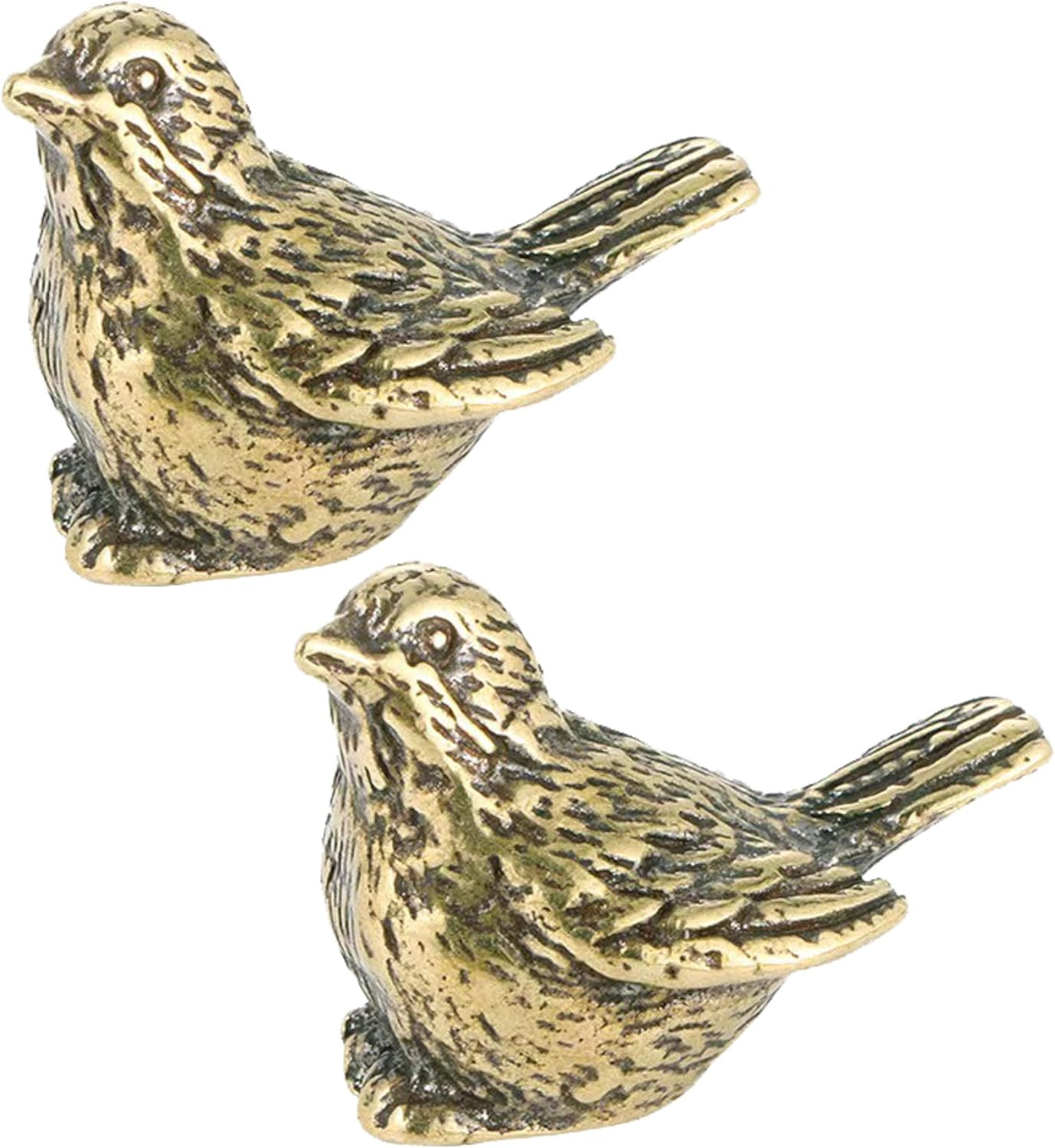 2pcs Small Vintage Brass Bird Figurine Tabletop Brass Bird Animal Statue Decor
