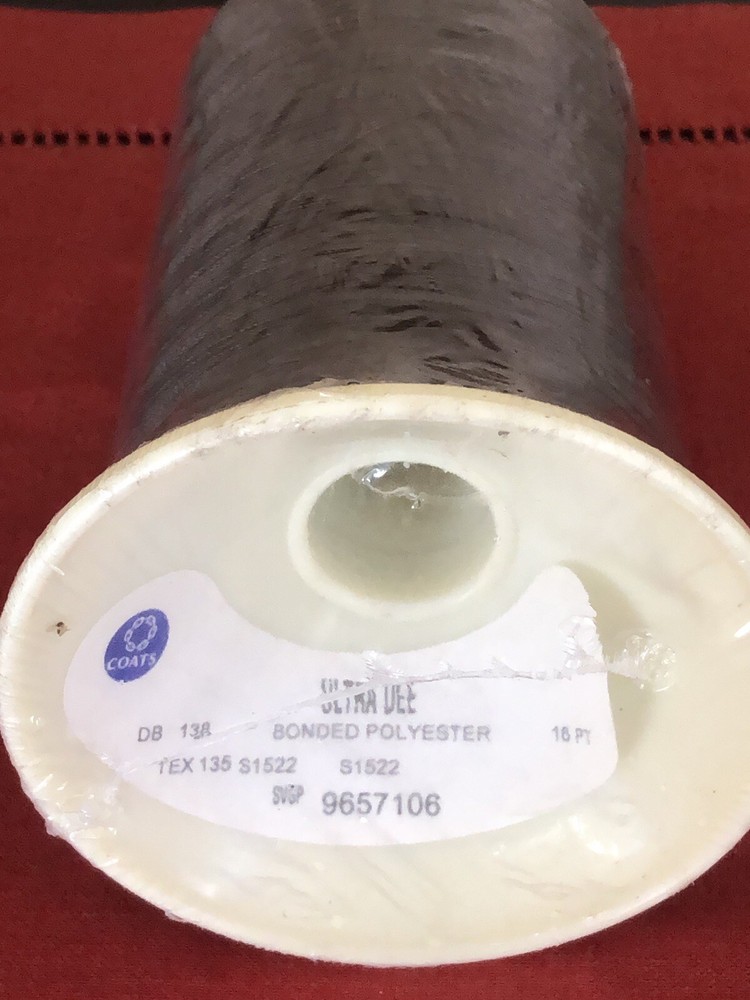 COATS Size 138, Tex 135 Bonded Polyester Thread 1 Pound Cone- Dark Brown