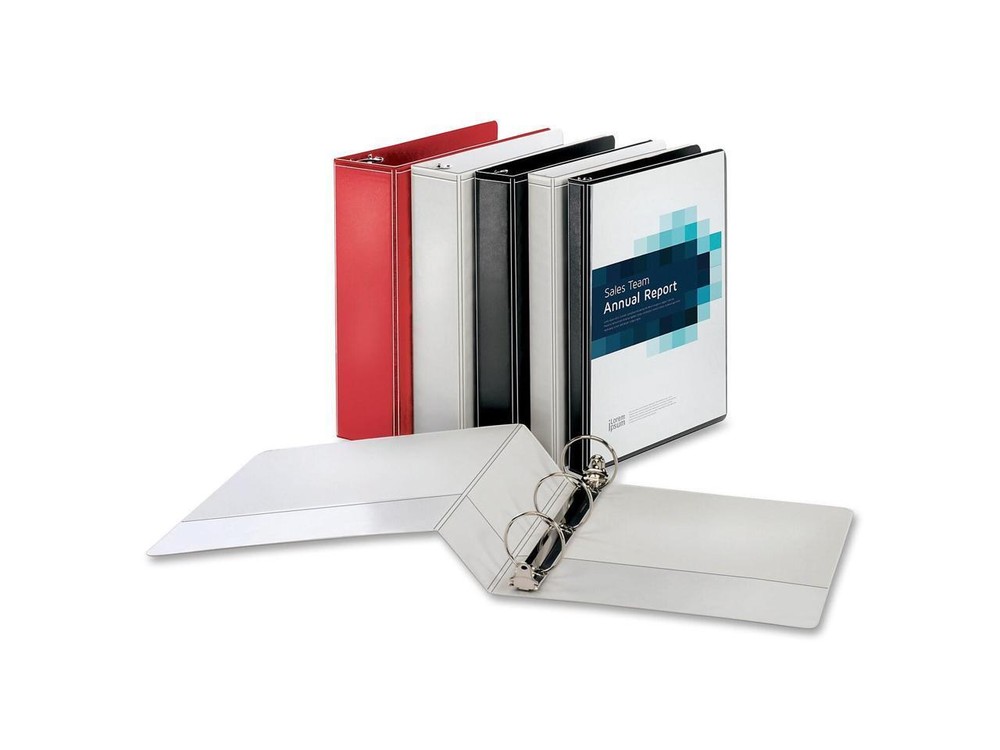 Business Source View Binder Round Ring 1" Red 09966