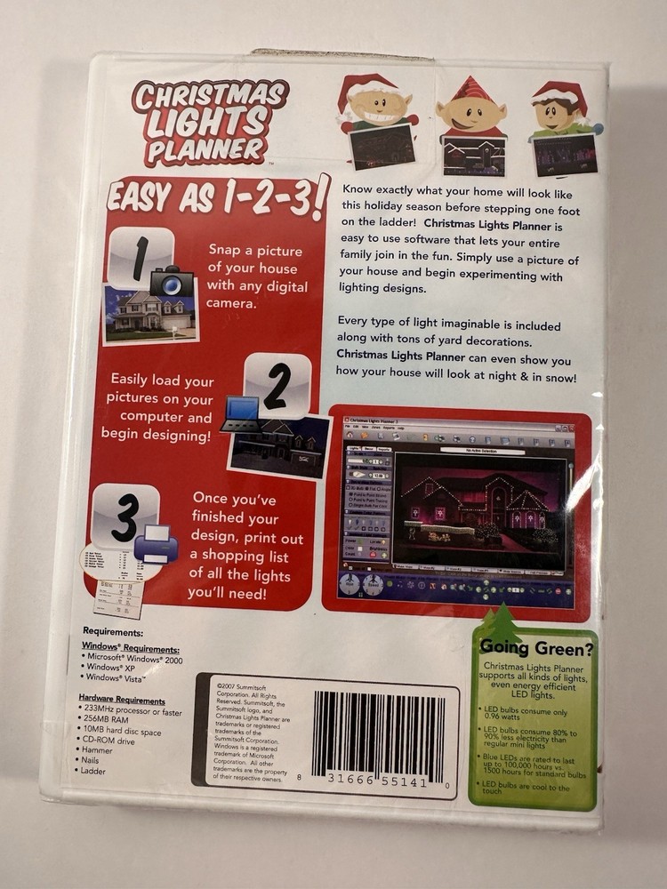 Christmas Lights Planner by SummitSoft (CD-ROM, 2007) Sealed