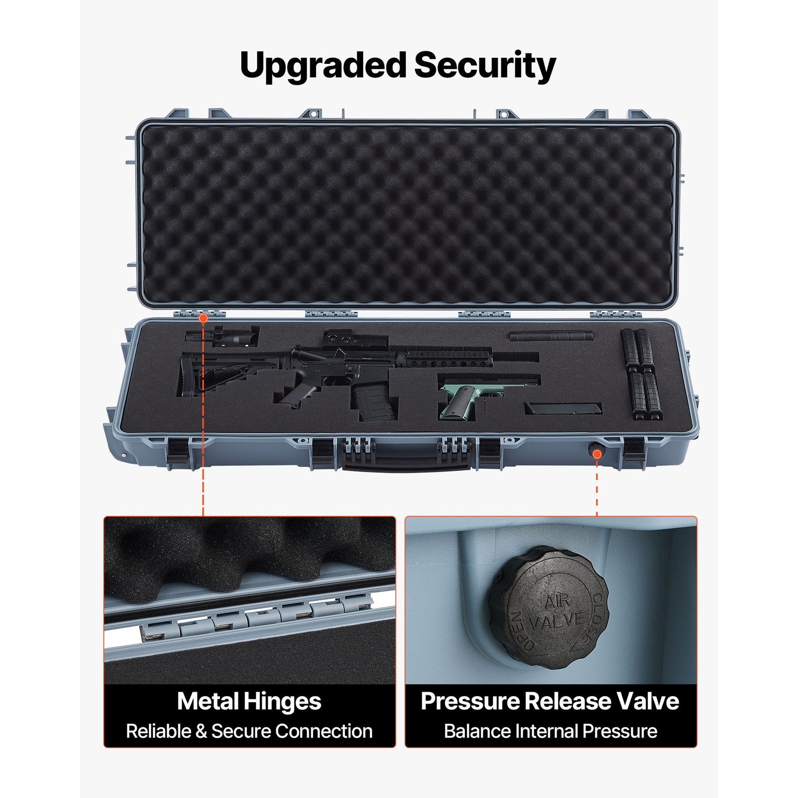 Uimoso 42-Inch Hard Rifle Case, Waterproof & Dustproof Gun Storage, Grey