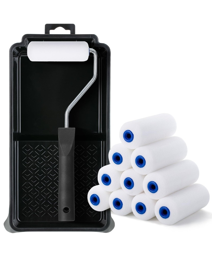Bates- 4 Inch Foam Paint Roller Set, 12 pcs, Small Paint Roller Kit Includes 1 x