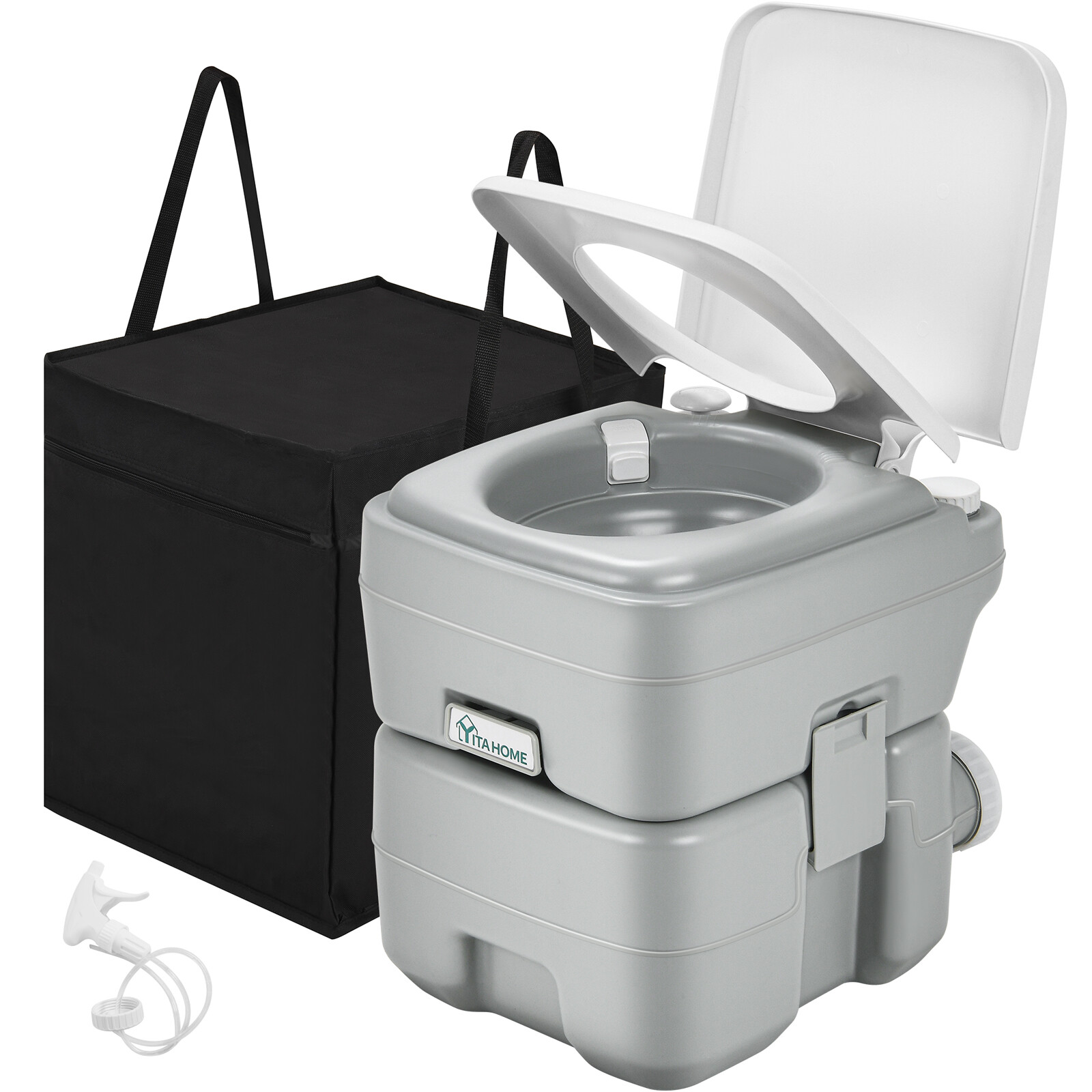 Portable Toilet 5.28 Gallon Porta Potty W/Level Indicator Hand Sprayer RV Travel