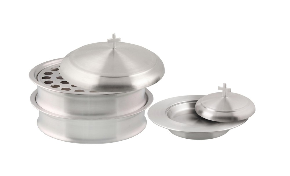 Communion Ware 2 Holy Wine Serving Trays with A Lid & 1 Stacking Bread Plate ...