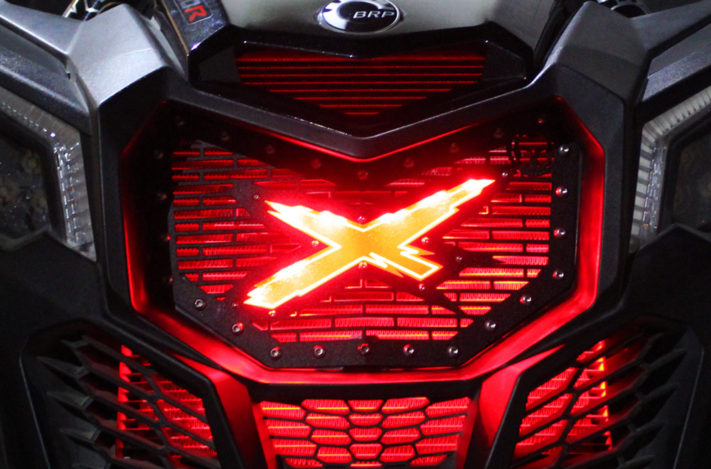 Custom Steel Aftermarket Grille "X" LED X-LITE fits CanAm Maverick X3 RED Grill