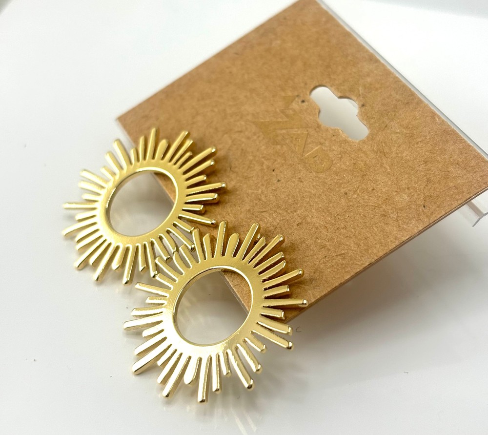 Tribal Rays Sun Gold Post Earring