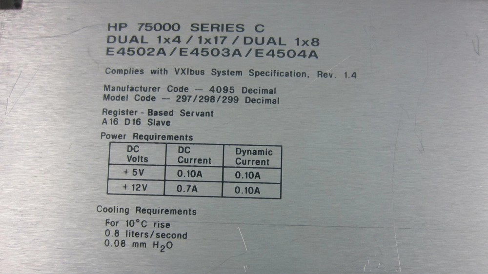 HP/AGILENT E4503A Dual Optical 1x8 Multiplexer VXI Module