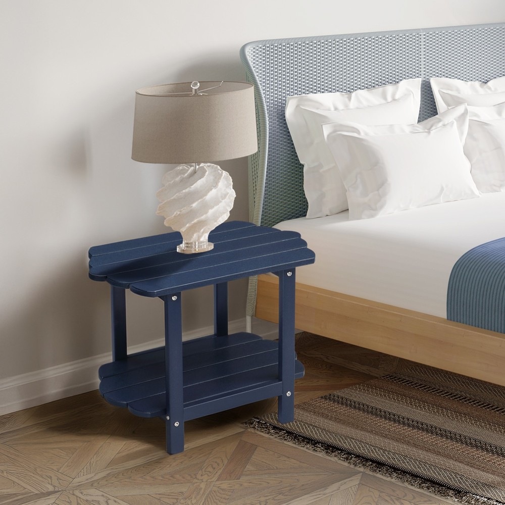 2-Tier Outdoor Side Table, Patio Side Table, Weather Resistant End Table
