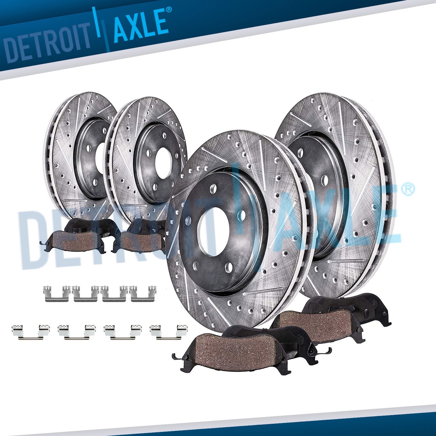 Front Rear Drilled Rotors Brake Pads for Dodge Charger Magnum Challenger 300