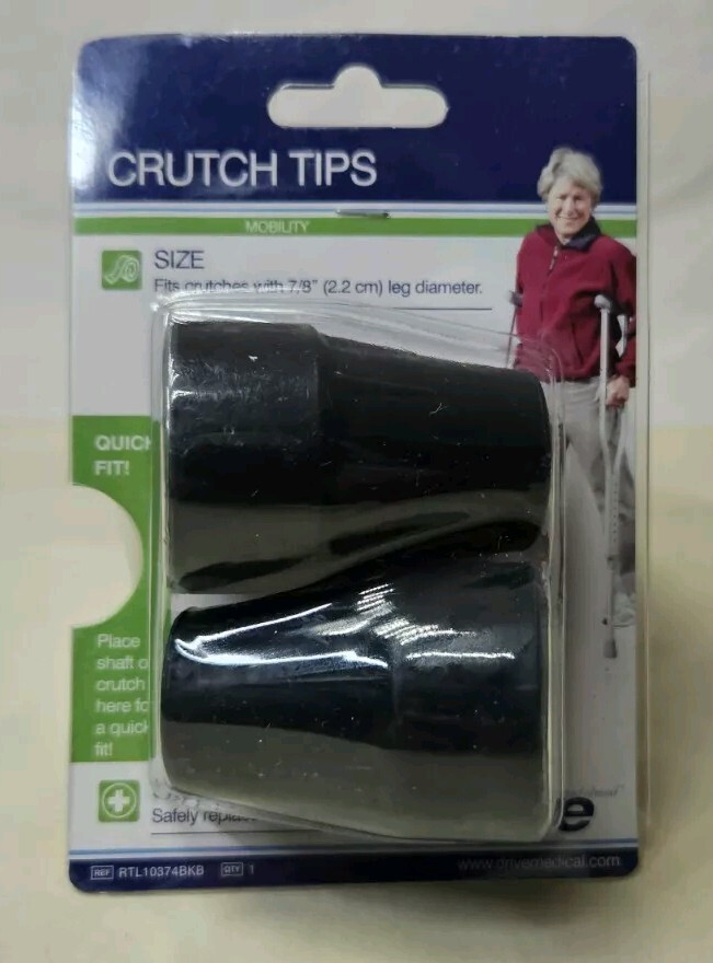 2pk-Drive Crutch Tips, 7/8"diameter, Black 1-pair, "NEW"