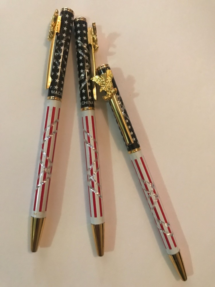 USA Flag Ballpoint Pen With Eagle Clip