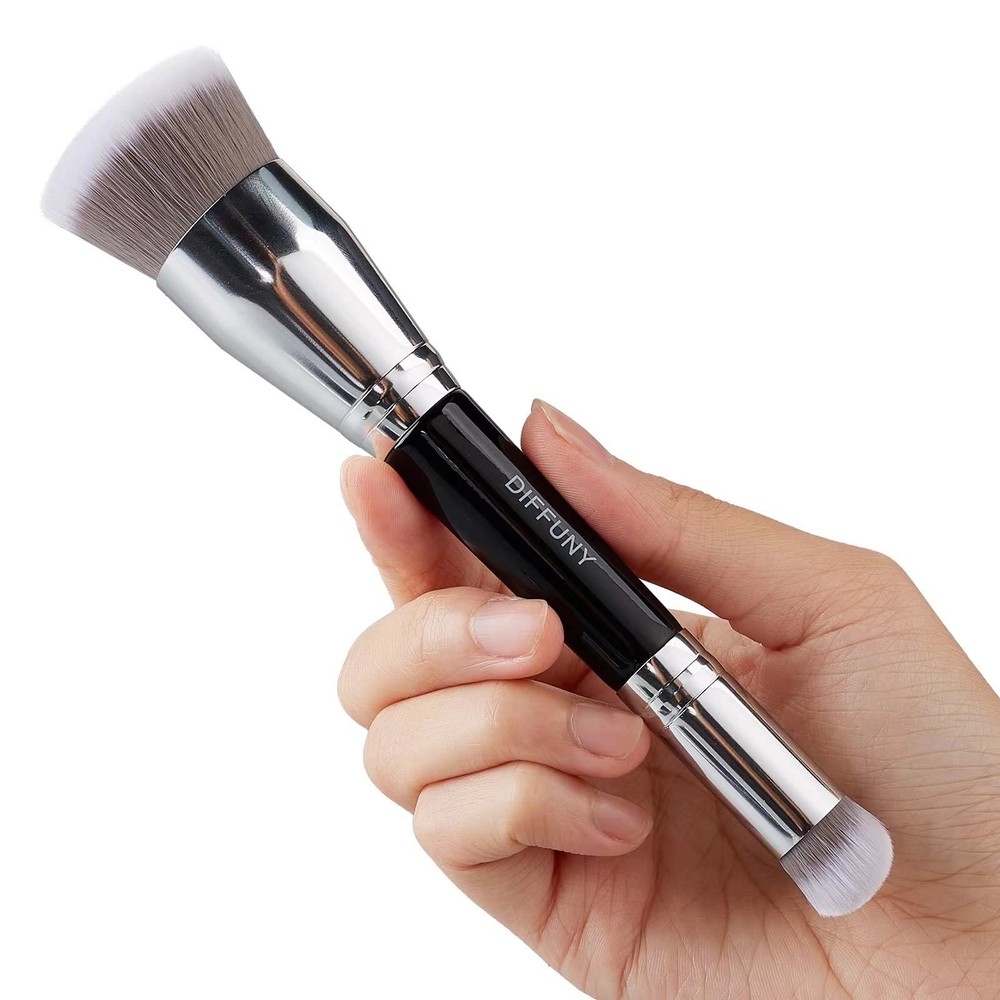 DIFFUNY Large Makeup Brushes Double Ended Foundation Brush & Concealer Black