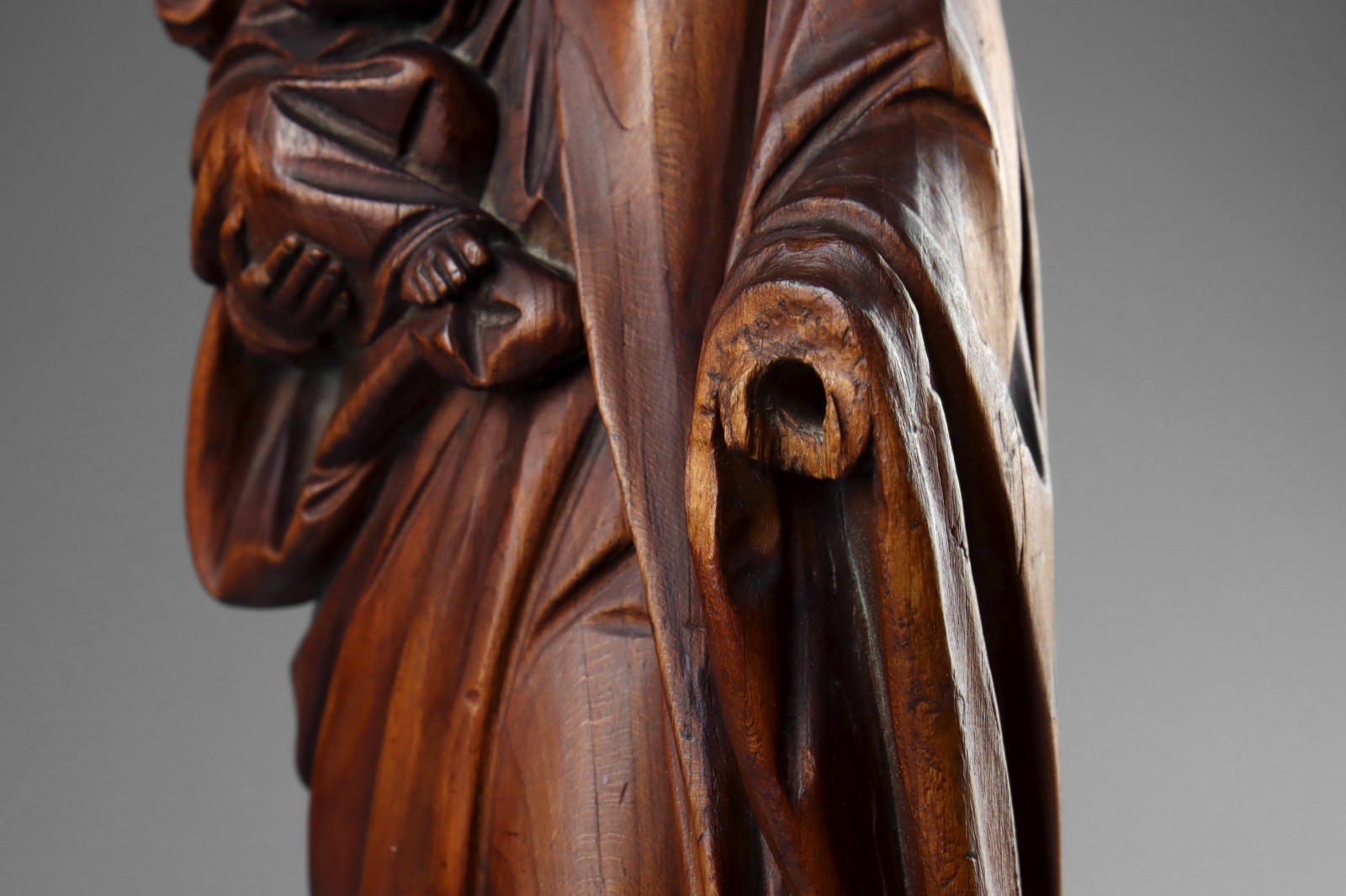 Antique 19th Century Carved Wood Virgin Mary Madonna & Child Statue Sculpture