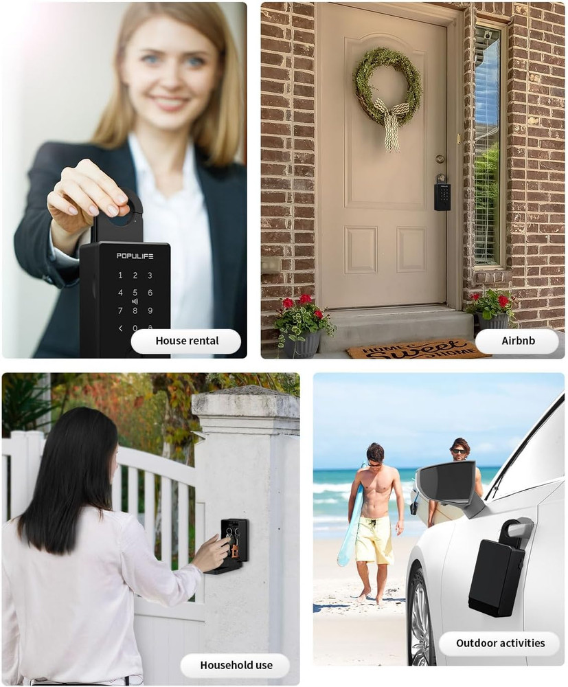 Smart Fingerprint Lock Box for Keys with Code, Wireless Remote Access Key Lock B