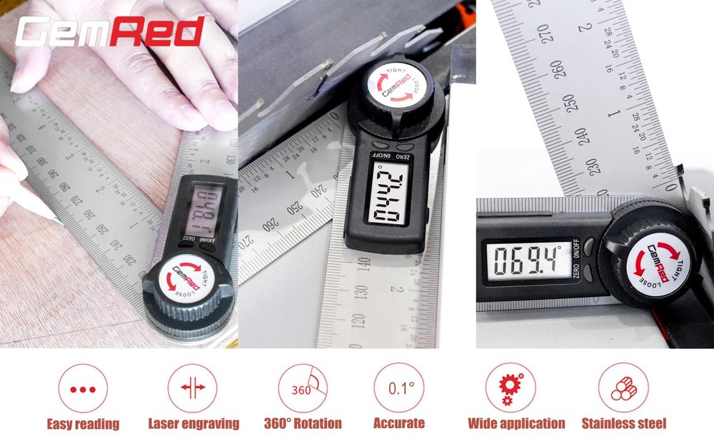 Digital Angle Finder Protractor - Stainless Steel 7" 200mm Measuring Tool