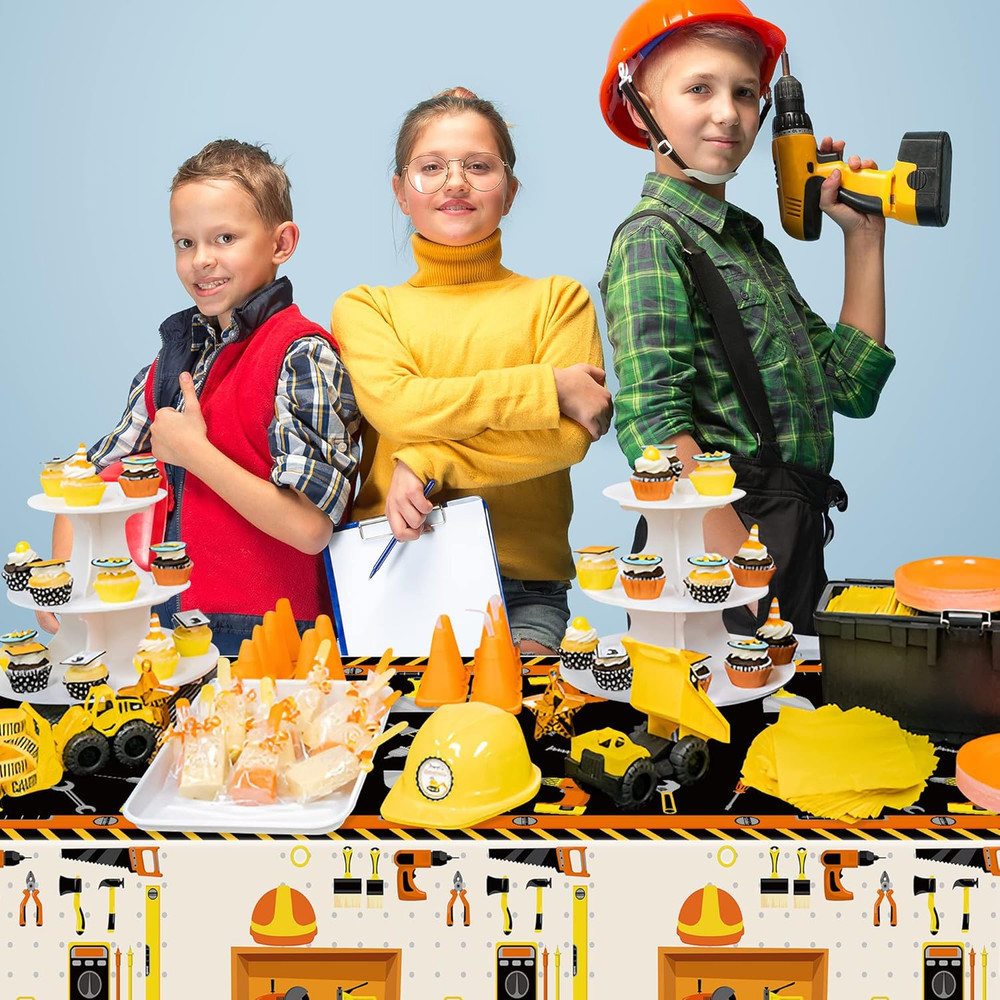 3 Packs Tool Theme Plastic Tablecloths Decoration Waterproof Rectangle Cute Tool