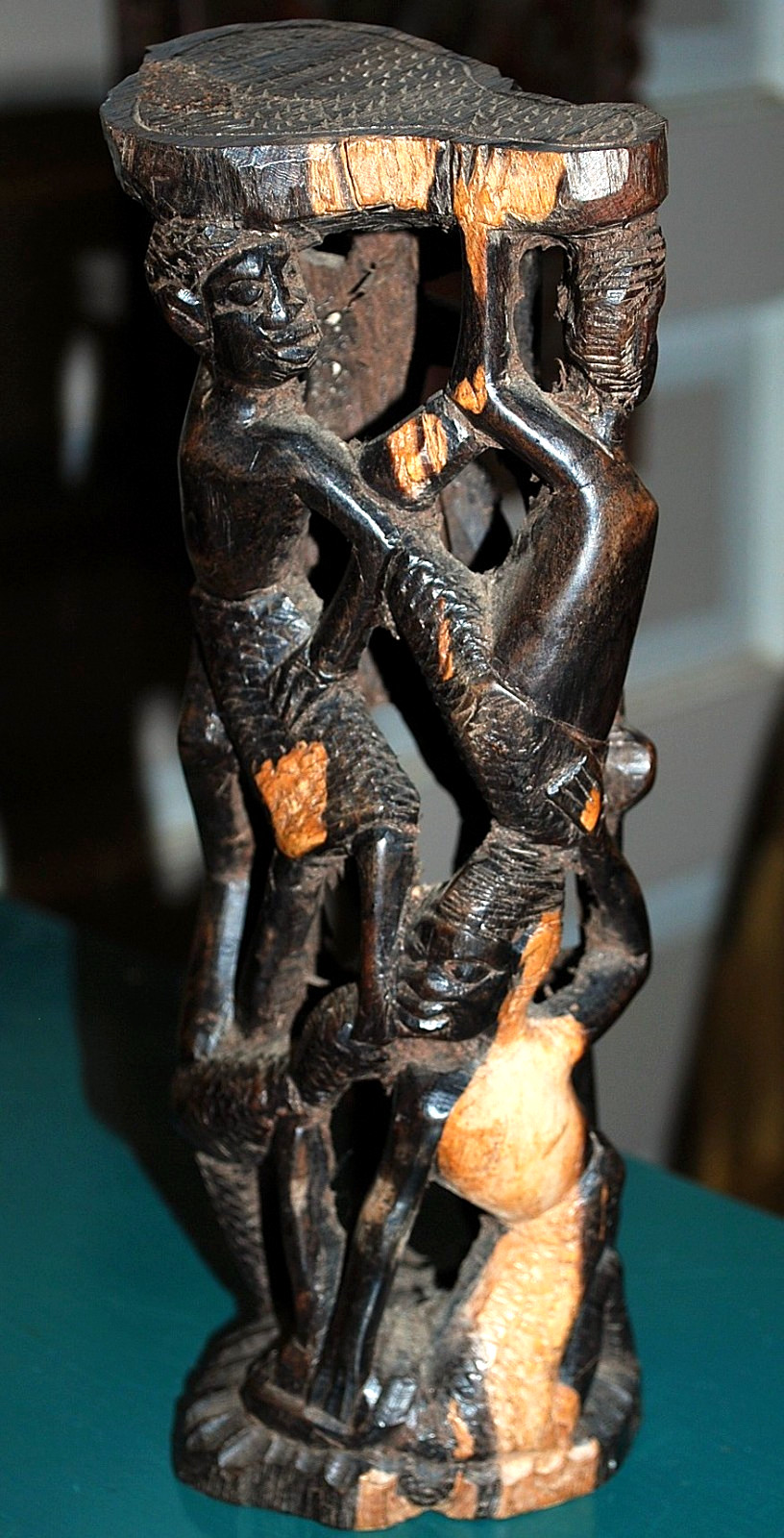 Vtg MAKONDE African TREE OF LIFE Ancestor Family Hand Carved EBONY WOOD Statue