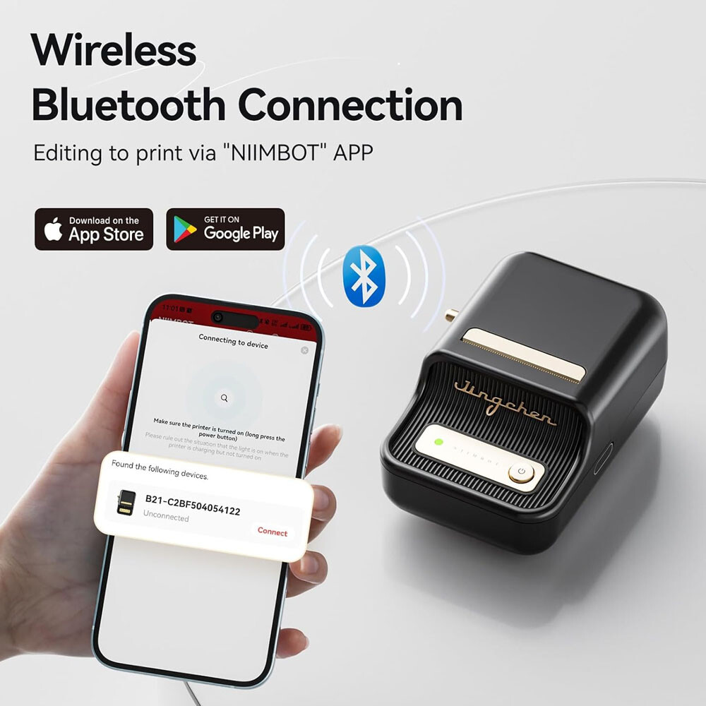 NIIMBOT B21 Label Printer Bluetooth Thermal Label Maker with 50x30mm Labels