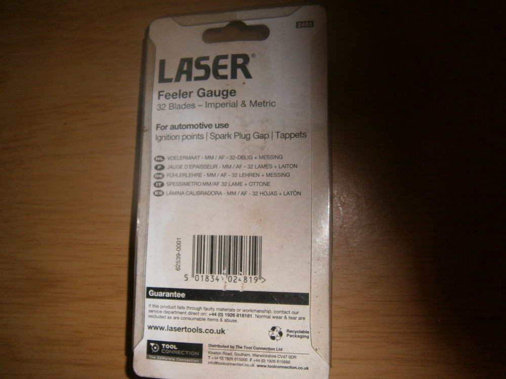 Mid 2000's lasertools 32 blades feeler gauge. (E25)