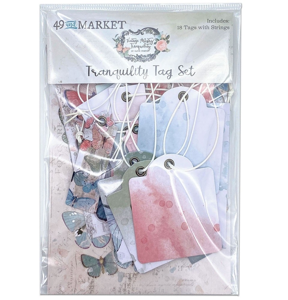 Vintage Artistry Tranquility Tag Set-18 Tags With Strings - 3 Pack