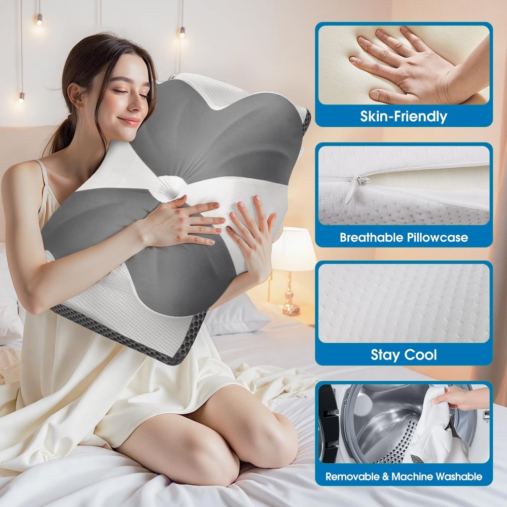 Cooling Cervical Memory Foam Pillow - Ergonomic Neck Support for Side & Back