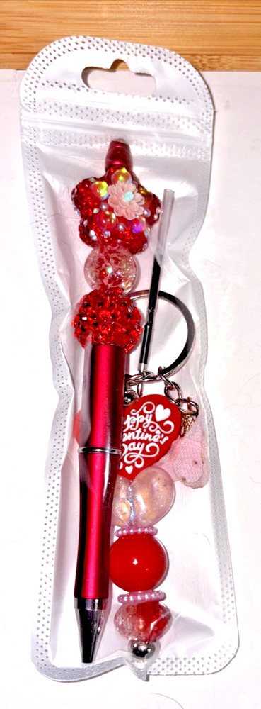 HAND MADE BEAD PEN & KEY CHAIN & Valentines