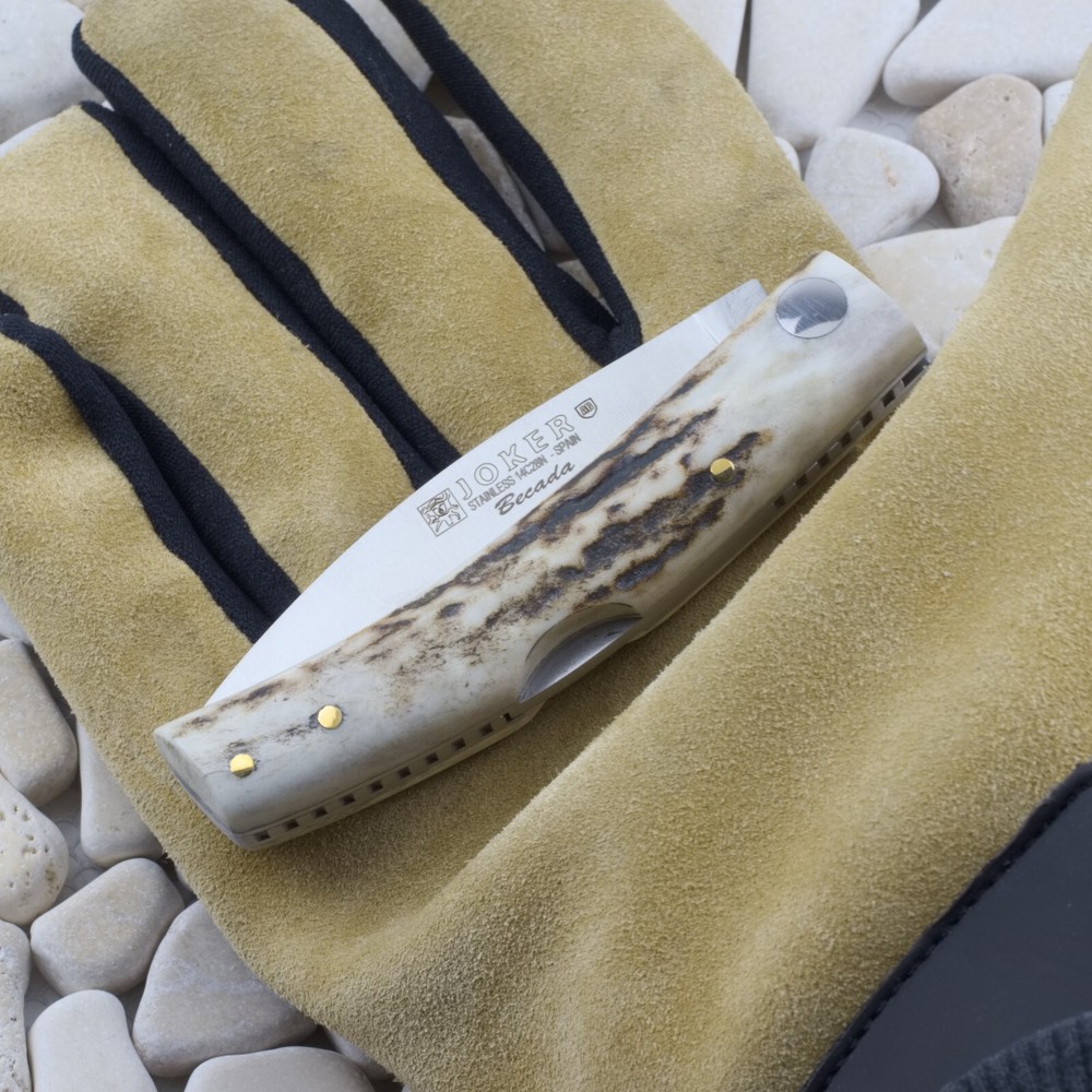 Joker Knives Becada Lockback Folding Knife Stag Bone Made in Spain
