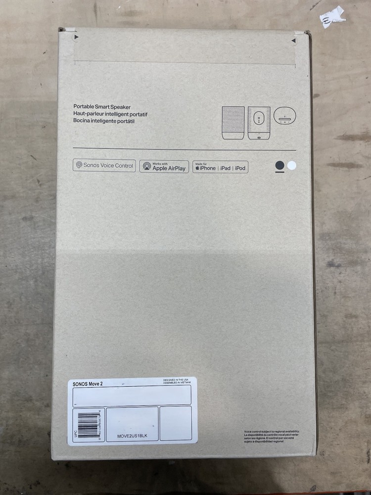 Sonos Move 2 - Black - Wireless Portable Bluetooth Speaker, MOVE2US1BLK