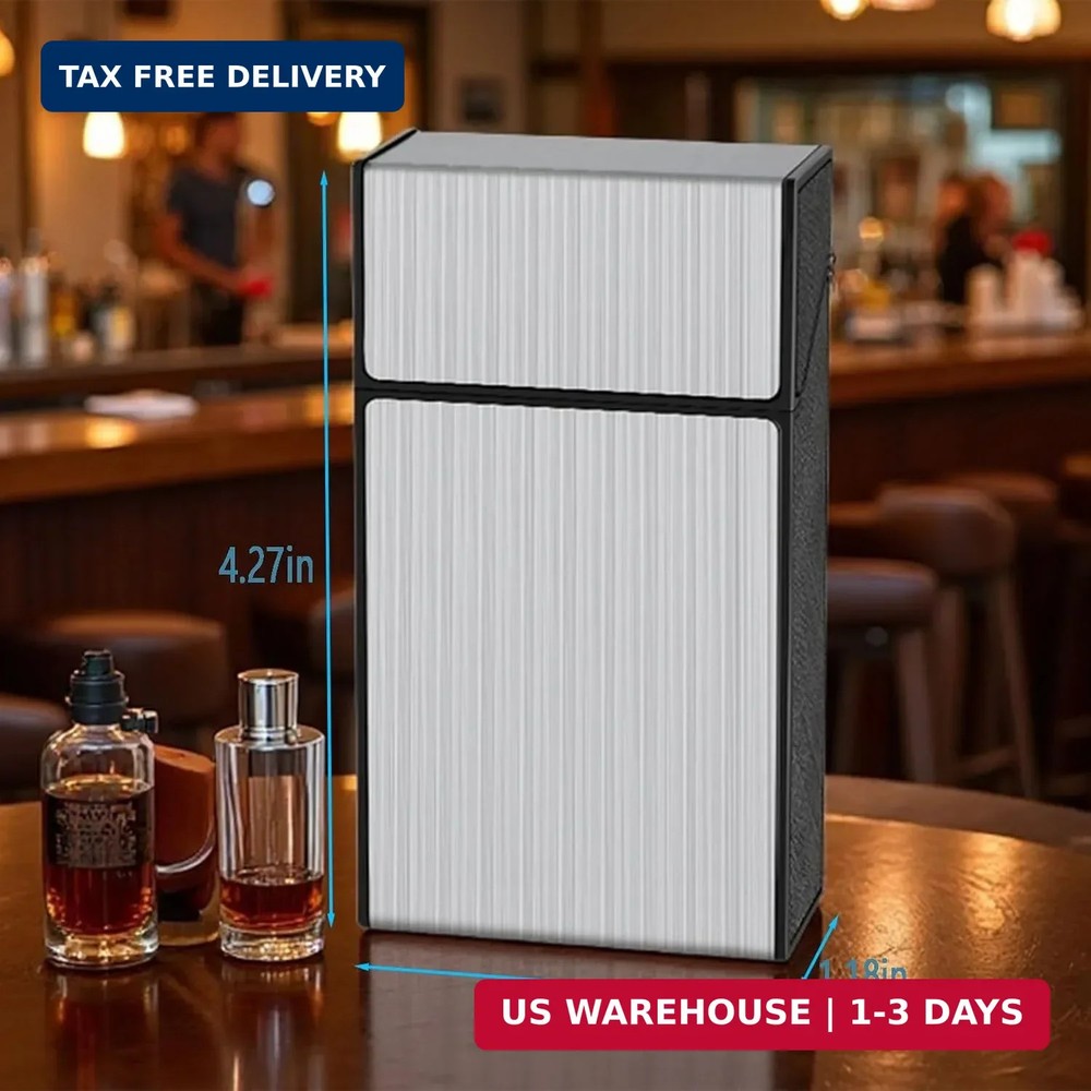 Cigarette Case 2 Pack 100mm 100's King Size (Black + Silver, 100mm)