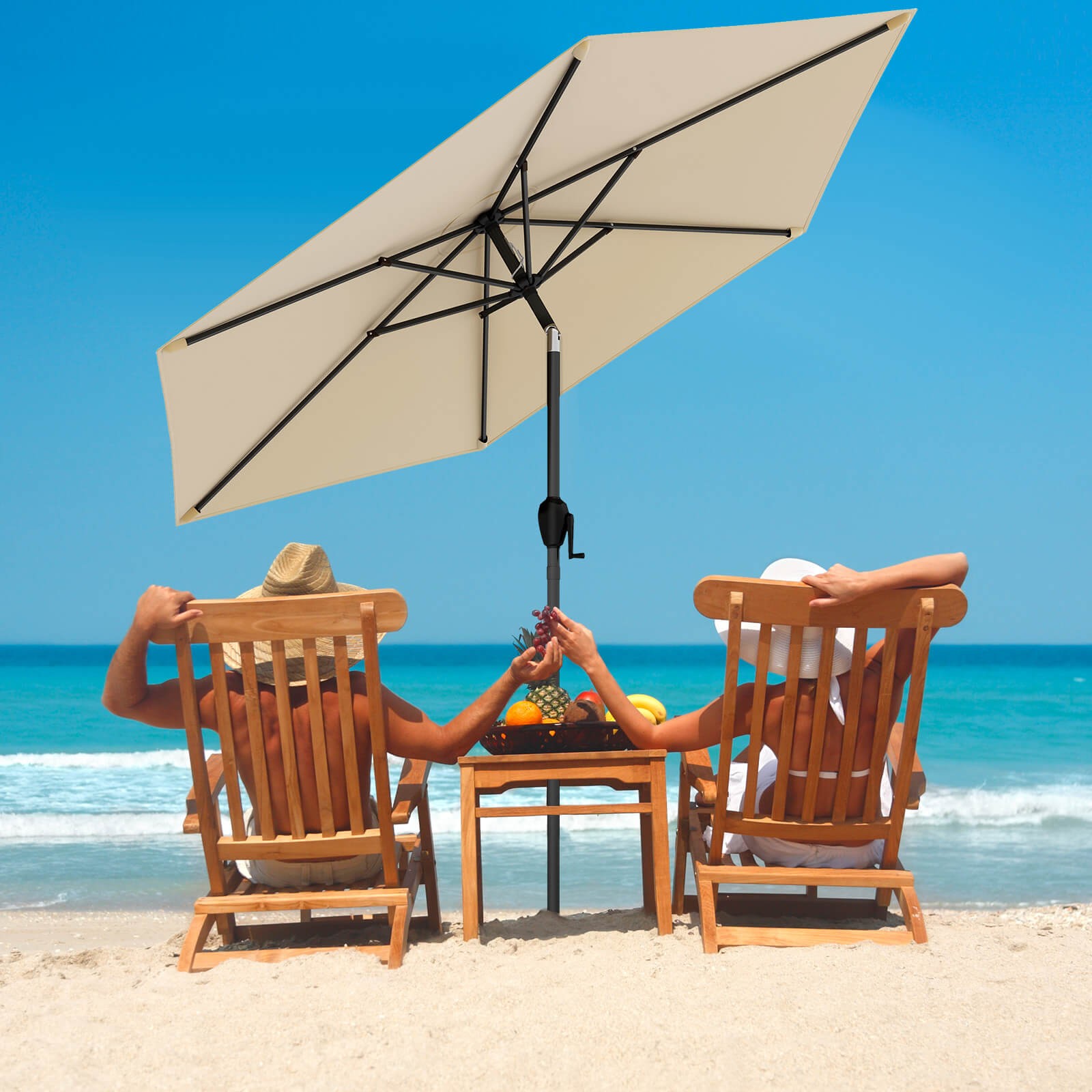 7.5 ft Patio Umbrella Outdoor Heavy Duty Market Umbrella w/ Push Button Tilt