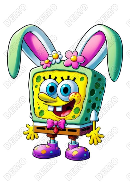 Easter Bunny Spongebob  DTF  Shirt Iron on Transfer