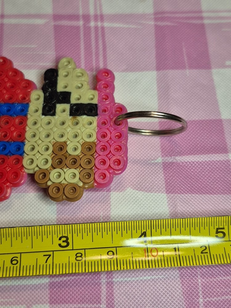 Handmade Perler Bead Keychains Super Mario Red/Blue Mario