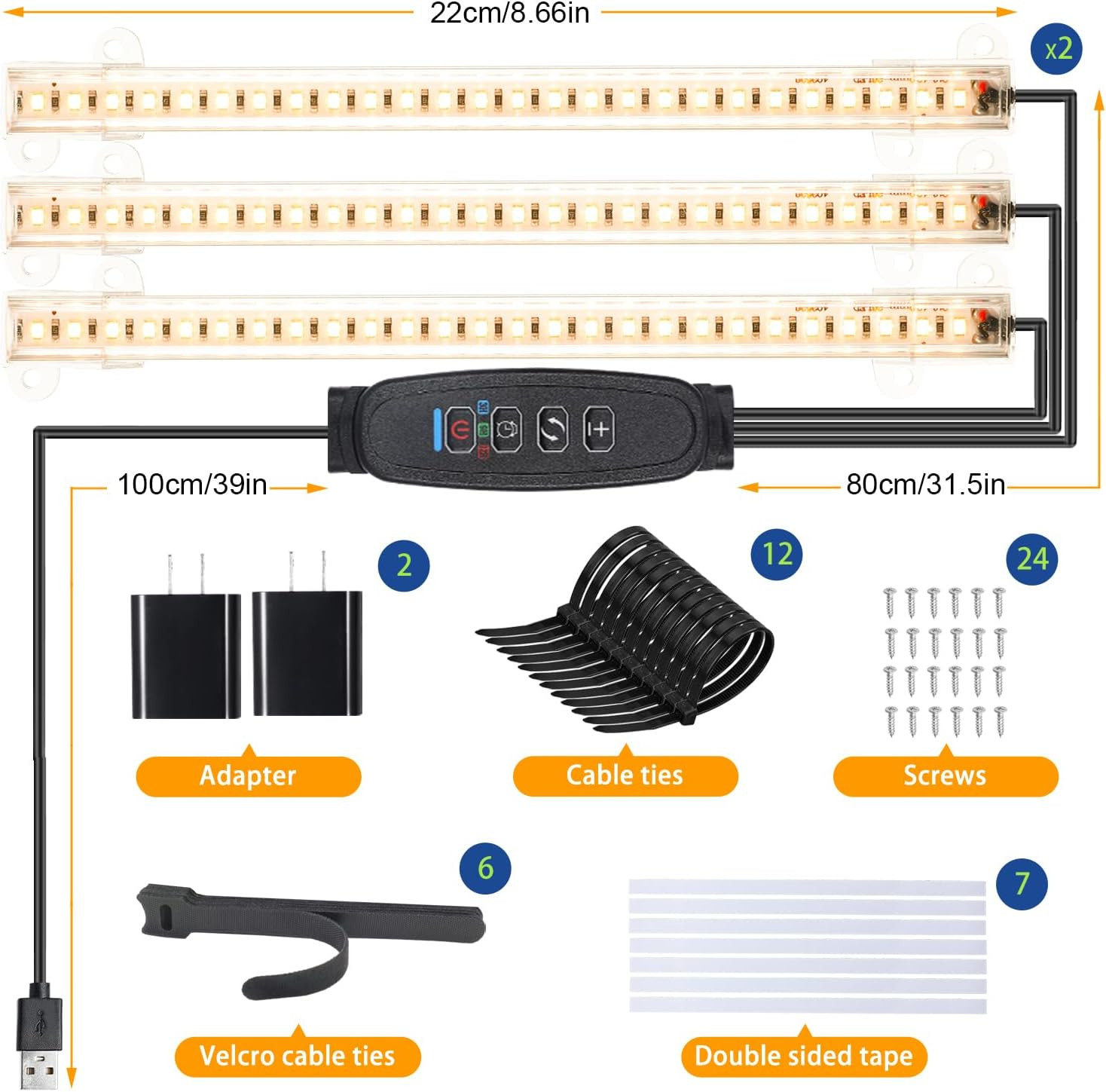 LED Grow Light Strips, Grow Lights for Indoor Plants Full Spectrum 3000K, Plant