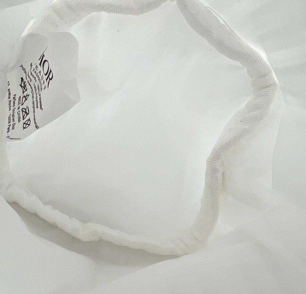 Christian Dior Cosmetic Makeup Drawstring Bag with Chain ~ White