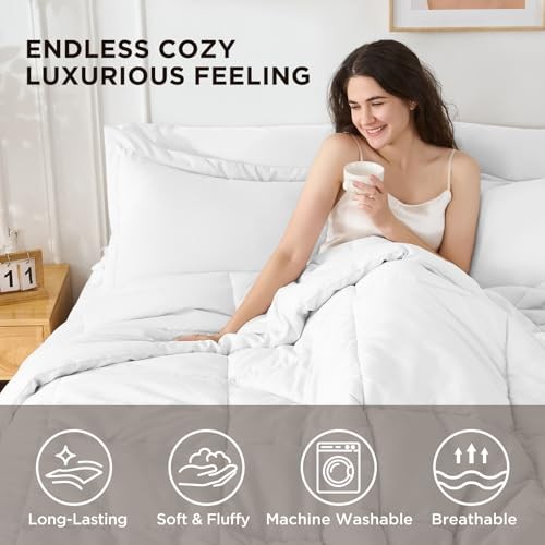7 Pieces Comforter Set - Utral Soft Microfiber Bedding Set, Thick King White
