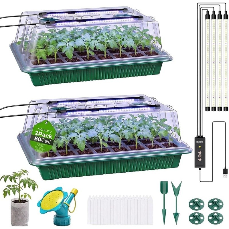 Full-Spectrum LED Grow Light Seed Starter Kit W/ Timer Humidity Control New