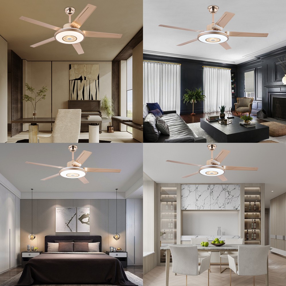 3-Color Ceiling Fan with LED Light, Modern LED Ceiling Fan W/ Remote Controller