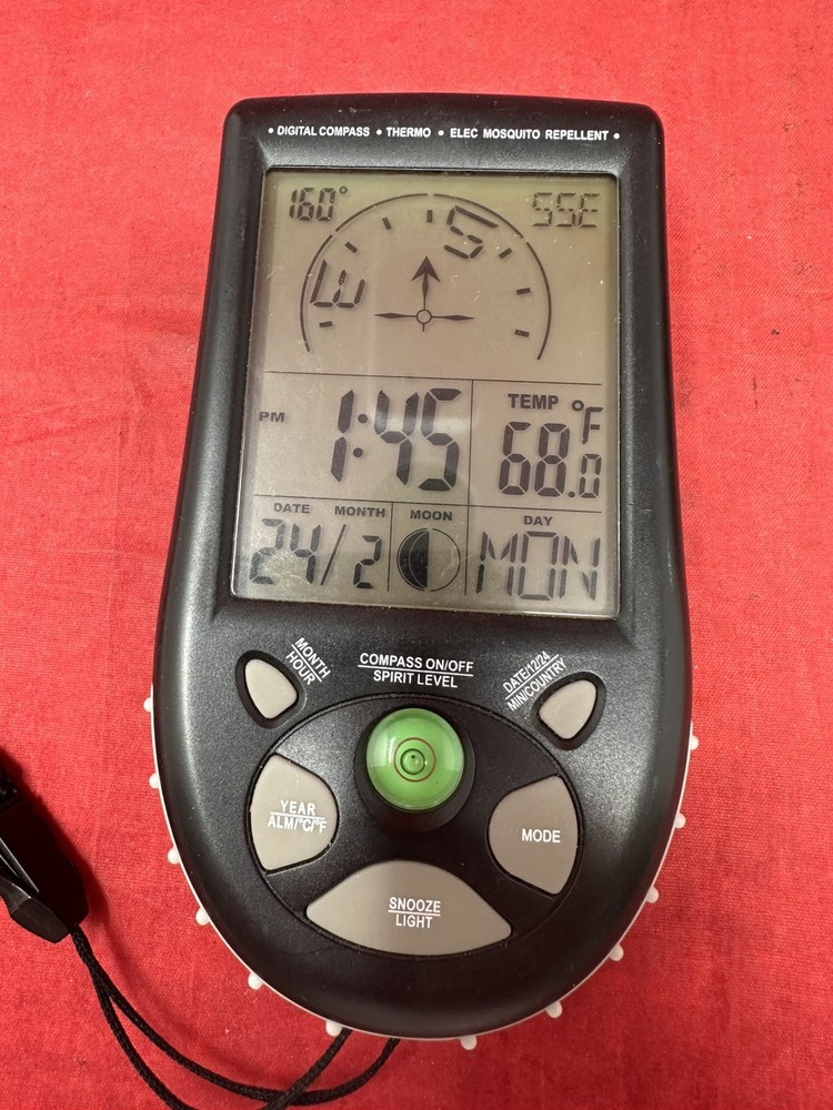 Digital Compass Portable Multifunction Clock Thermometer Calendar Moon Light