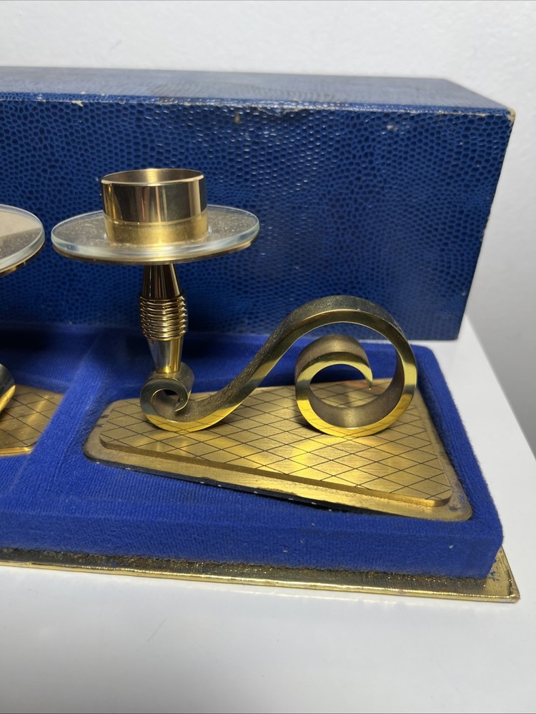 Solid Brass Candlestick Holders MCM made In Switzerland Stamped On Bottom