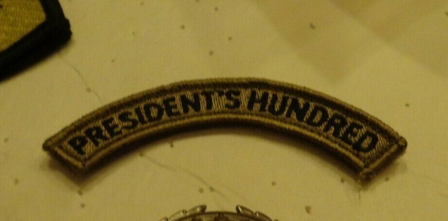 US ARMY PATCH, PRESIDENT 'S HUNDRED , M/C, SCORPION , WITH HOOK LOOP FASTENERS