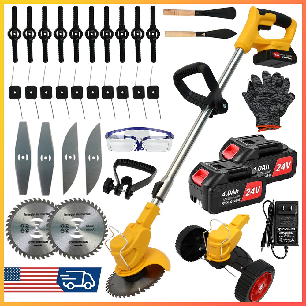 Cordless String Trimmer, Edger WeedWhacker Grass Eater Lawn Cutter w/2* Battery