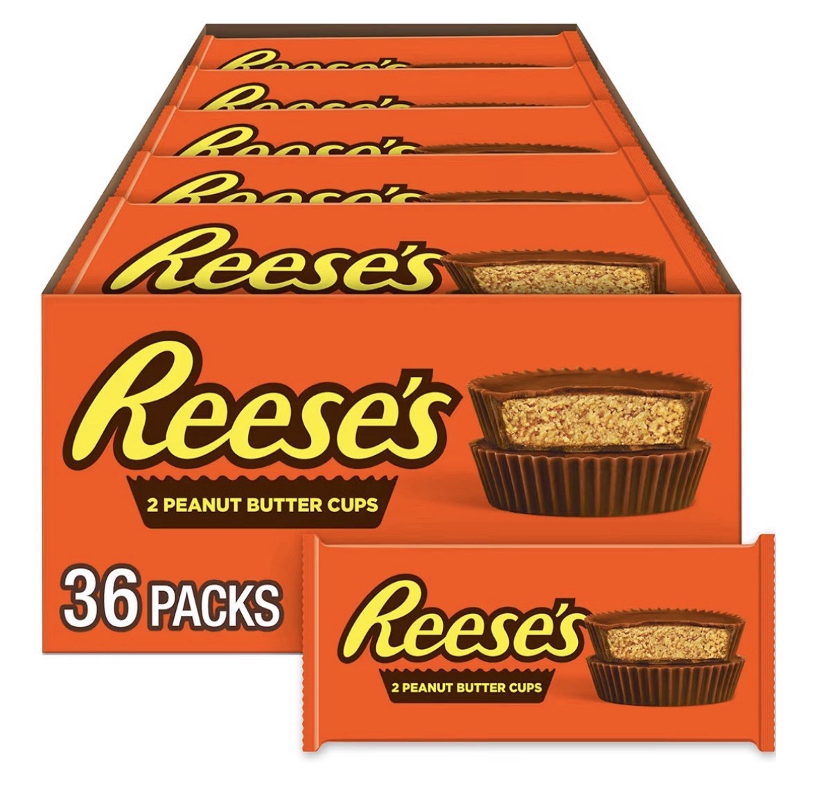 REESE'S Milk Chocolate Peanut Butter Cups, Candy Packs, 1.5 oz (36 Count)